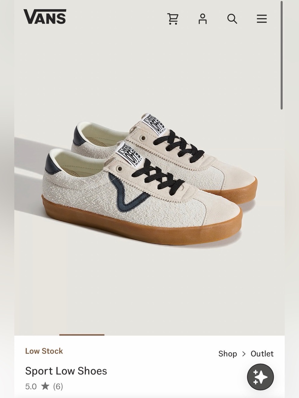 Vans Sport Low Shoes in Cream with Gum Sole